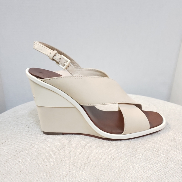 Tory Burch Tan Cross Straps Wedge Shoes - Picture 2 of 8